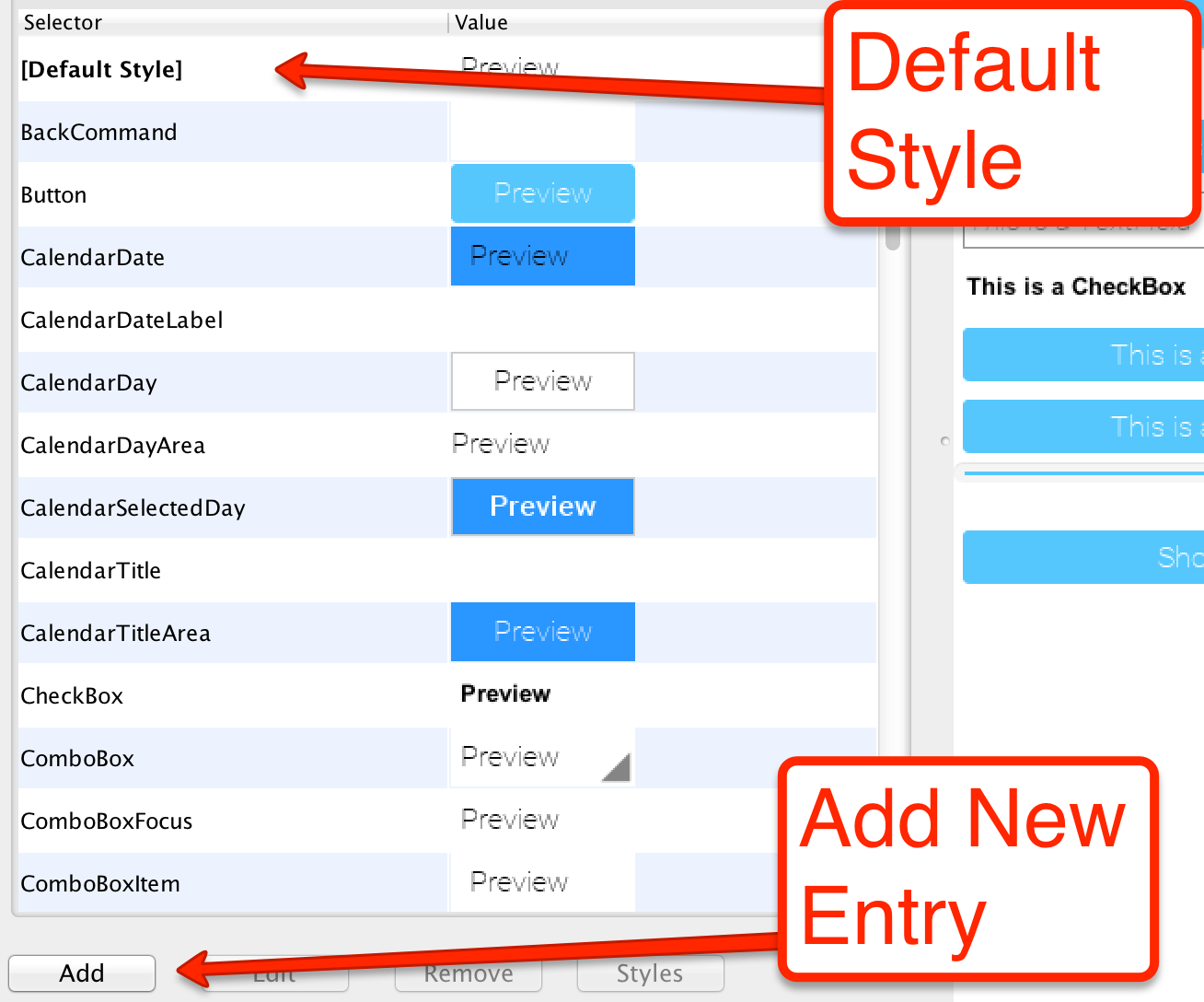 The theme selection area allows you to add